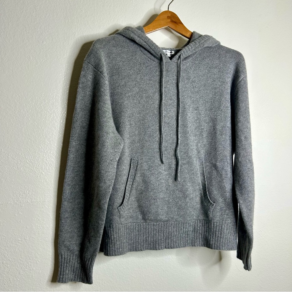 NWT Unsubscribed 100% Cashmere Hooded Sweater Top Gray